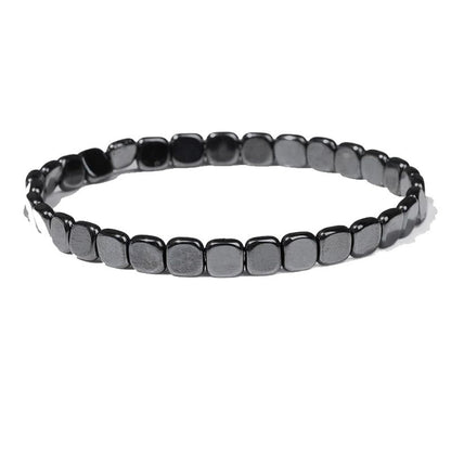 Hematite Stretch Square Bead Bracelet