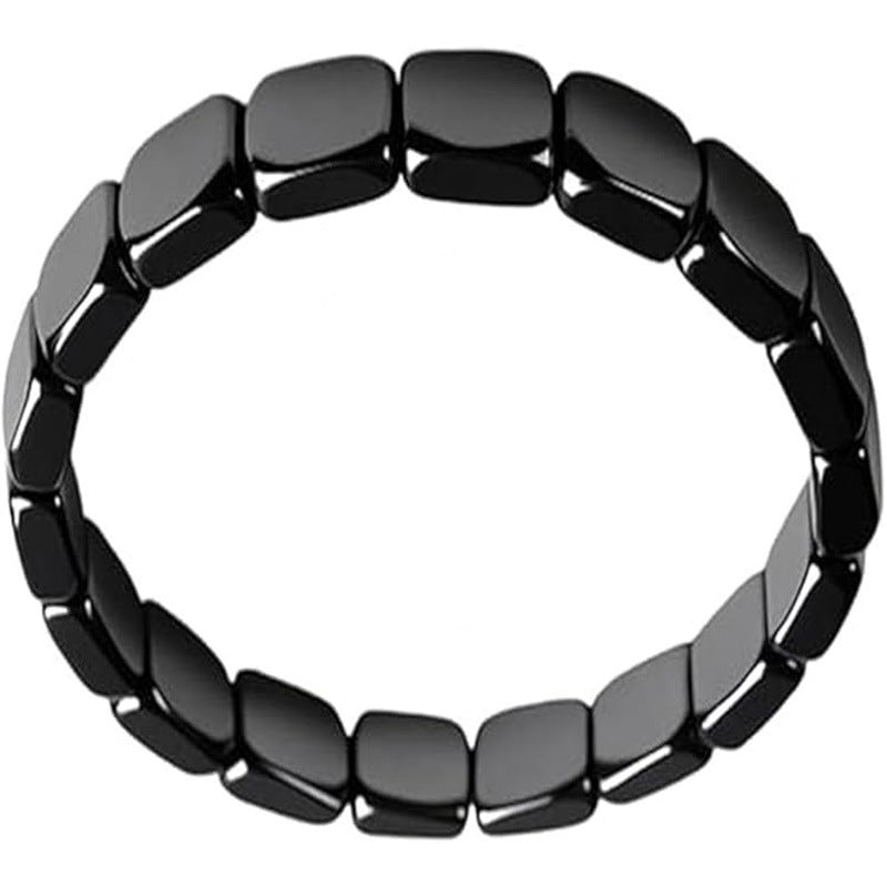 Hematite Stretch Square Bead Bracelet