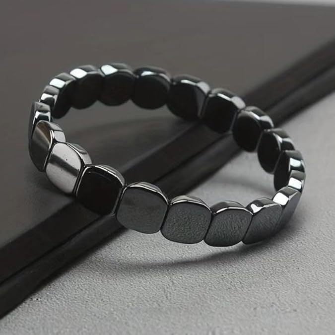 Hematite Stretch Square Bead Bracelet