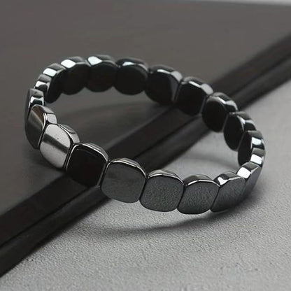 Hematite Stretch Square Bead Bracelet